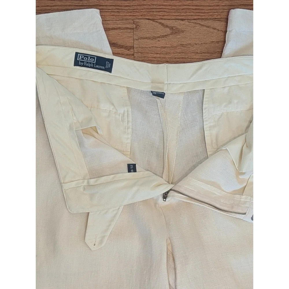 Coastal Quiet Luxury 100% Linen Pants Cream Polo Ralph Lauren 38x32